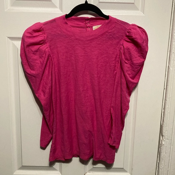 Nation LTD Top Pink Size‎ Medium Puff Sleeves T-Shirt - Picture 1 of 4